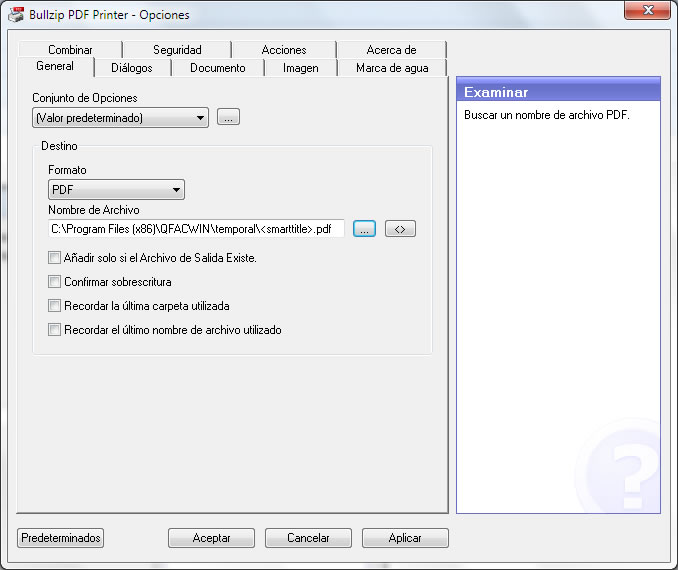 configurar una impressora PDF externa: pantallaopcions