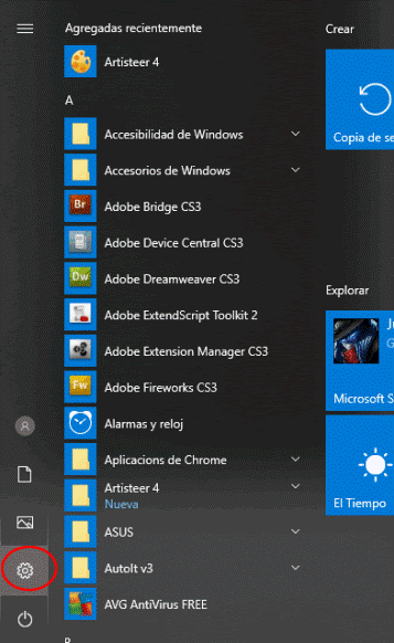 obrir un port en windows 10 menu inici